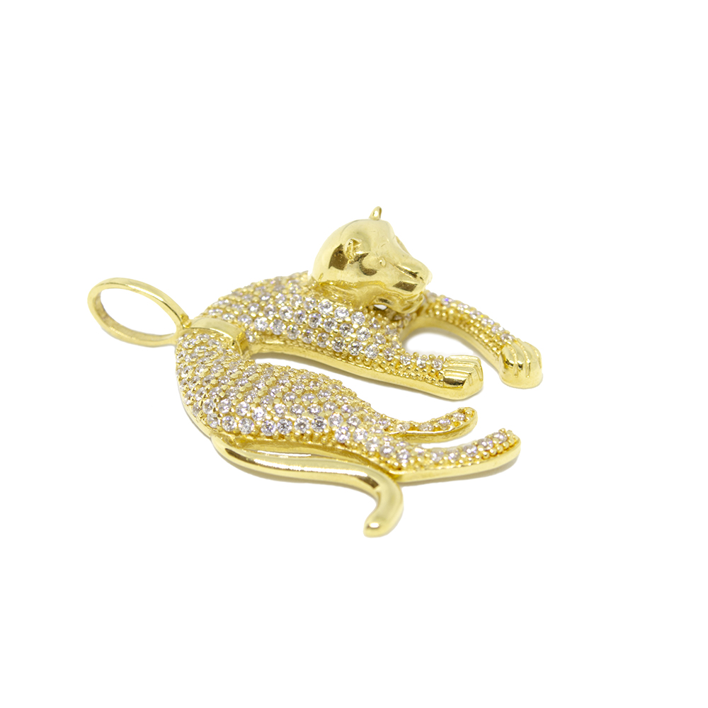 Pingente Pantera com Zirc�nias em Ouro 18 Kilates � 25425
